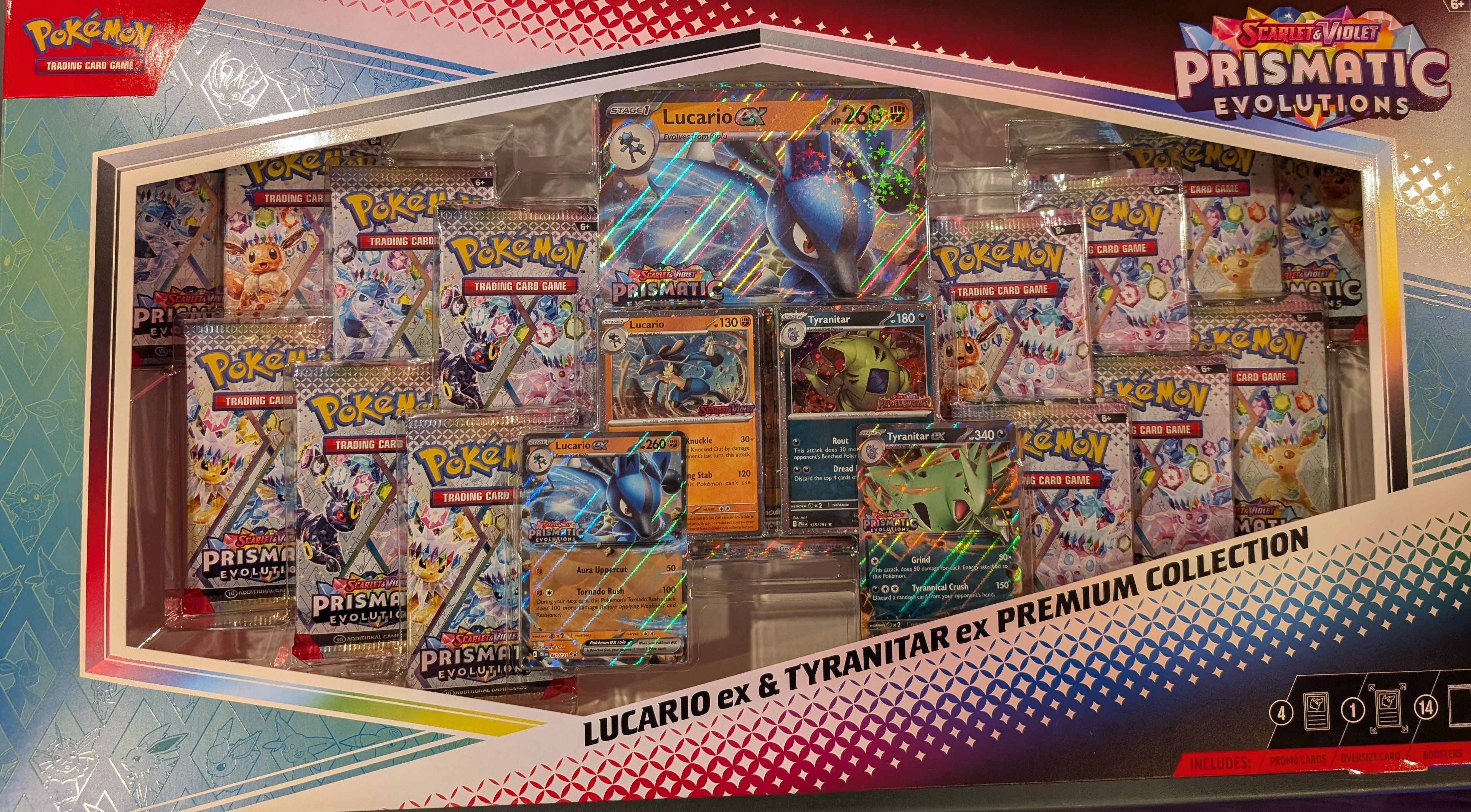 Prismatic Evolutions Lucario ex & Tyranitar ex Premium Collection   PokPayne