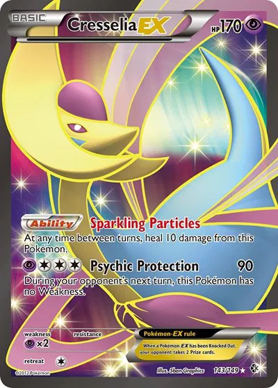 Cresselia EX (143 Full Art) Boundaries Crossed Ultra Rare 143 (LP)
