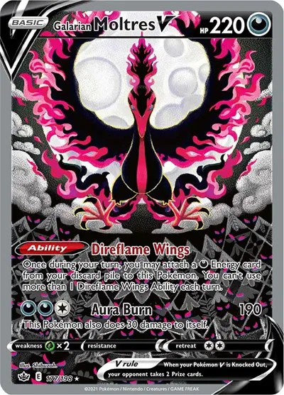 Galarian Moltres V (Alternate Full Art) Chilling Reign Ultra Rare 177/198 (NM)