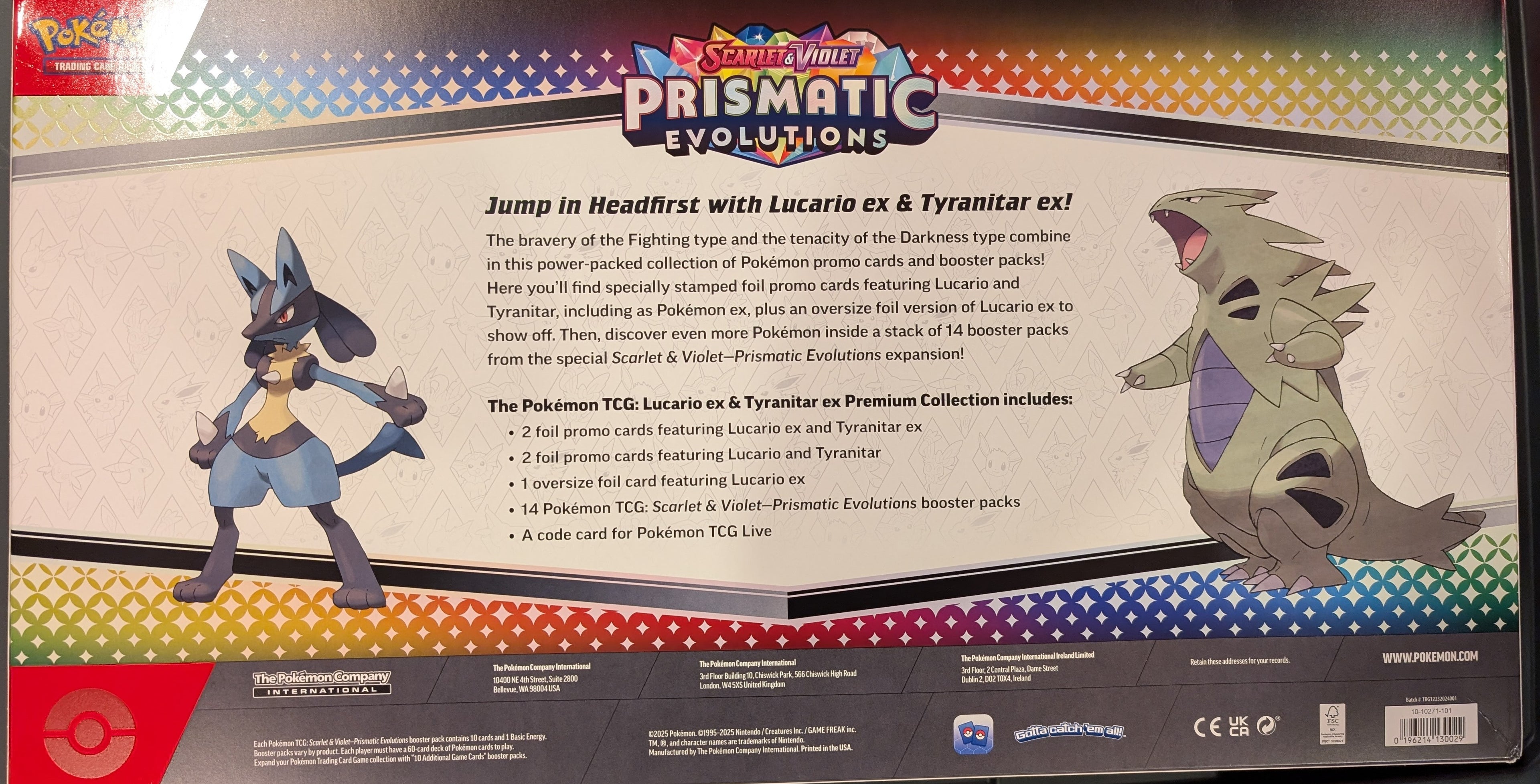 Prismatic Evolutions Lucario ex & Tyranitar ex Premium Collection