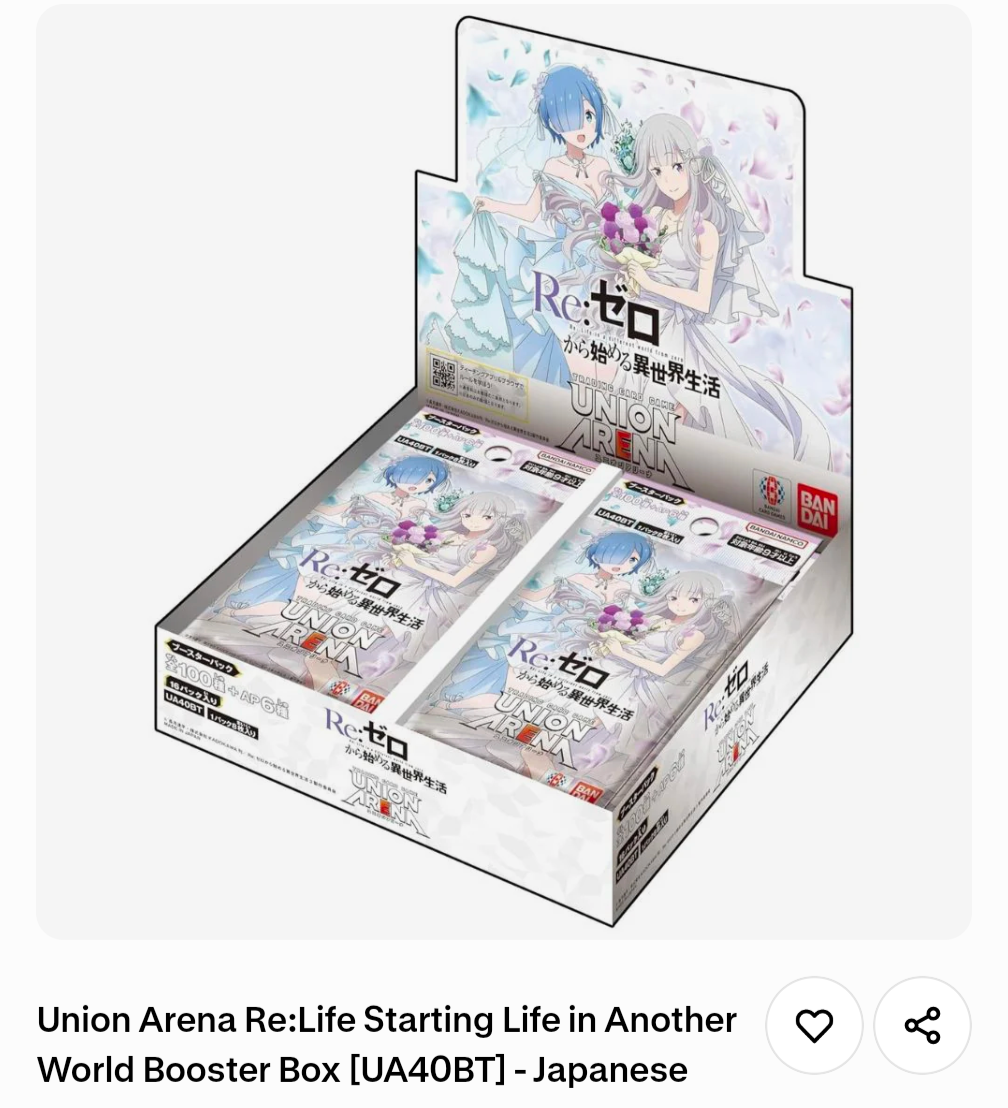 Union Arena Re:Life starting in Another World Booster Box (JP)