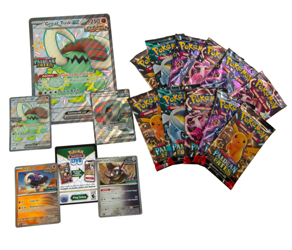 Pokemon TCG: Paldean Fates Great Tusk ex & Iron Threads ex Premium Col   PokPayne